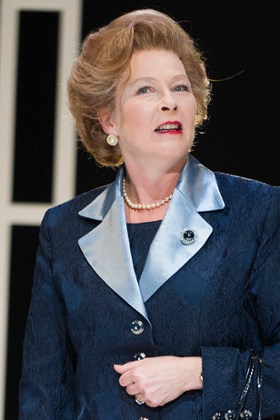 Stella Gonet as Margaret Thatcher in Handbagged.