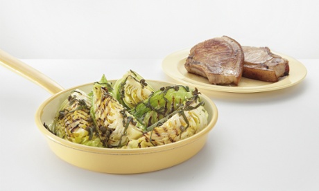 Thomasina Miers' juniper-brined pork chops with grilled hispi, sage and capers