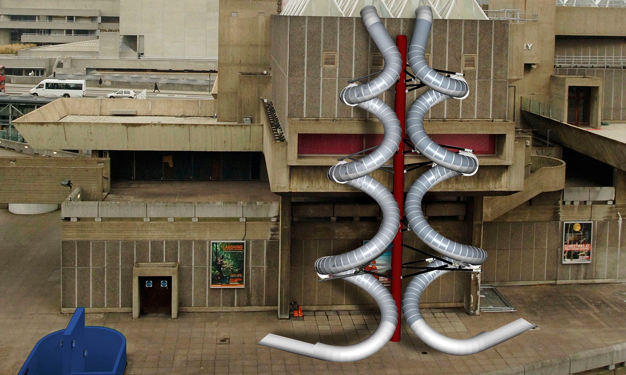 Artist brings giant slides back to London's South Bank