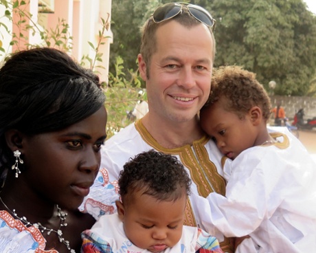 Simon Fenton with partner Khady and children.