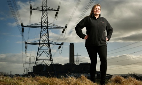 Tanya Ewing in front of Longannet power station, Fife.