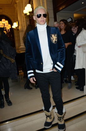 Jared Leto at the Balmain show during Paris Fashion Week.