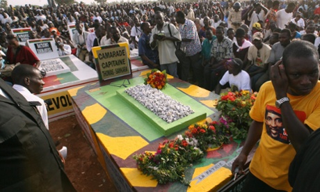 Supporters of Thomas Sankara gather at his grave on the 20th anniversary of his death in 2007.