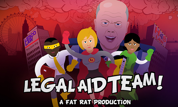 Wham! Bash! Pow! The superheroes battling to save legal aid – video