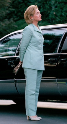 Hillary Clinton in her trademark pantsuit in 1989