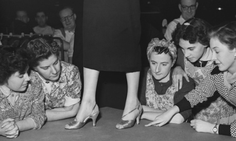 workers at Rayne, shoemakers to the Queen, inspect a 1955 spring line.