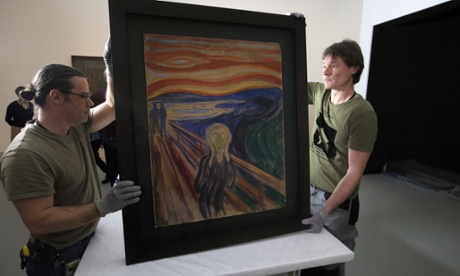 Employees present  Munch's The Scream at the Fondation Louis Vuitton.