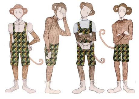 Costume designs for The Twits by Chloe Lamford.