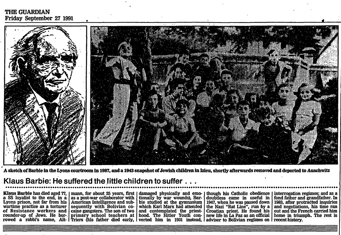 From the archive, 28 1987: The trial Barbie | Holocaust | The Guardian