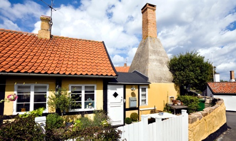 Herring smoke house attached to a cottage on the island of Bornholm, Denmark 