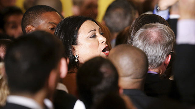 Transgender woman heckles Barack Obama at White House gay pride