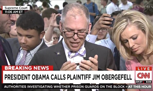 Gay marriage ruling: Jim Obergefell receives emotional phone call from Obama – video