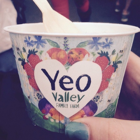 Eating a greek yoghurt and honey ice cream in the