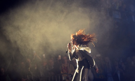 Florence Welch on the Pyramid stage at Glastonbury.