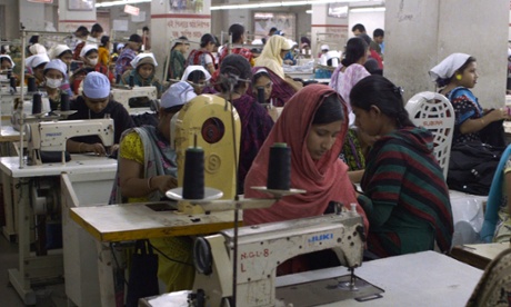 Women working at sewing machines in a fast-fashion factory