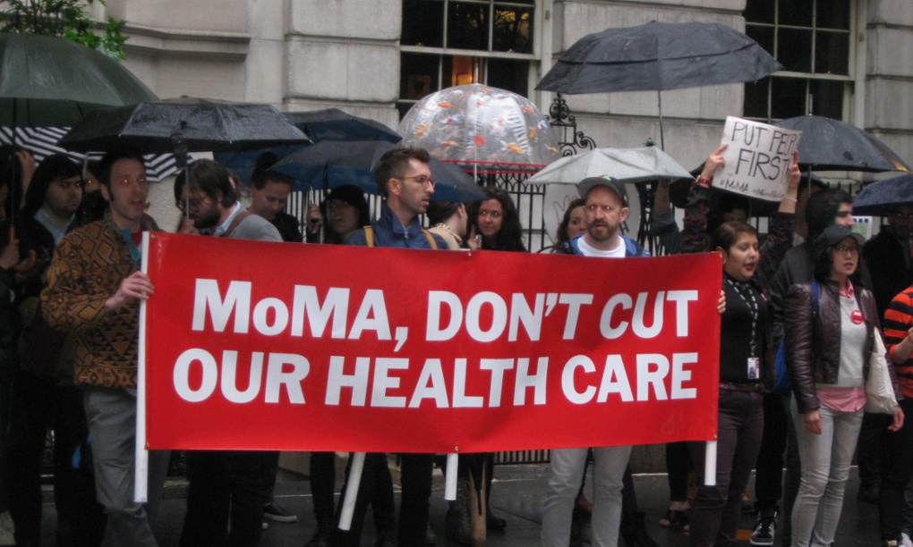 'Modern art, ancient wages': MoMa workers protest during glitzy benefit