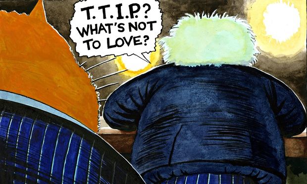 Steve Bell on Boris Johnson and the TTIP – cartoon