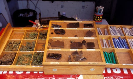 Hash and marijuana for sale in Christiania's 'Pusher Street'.