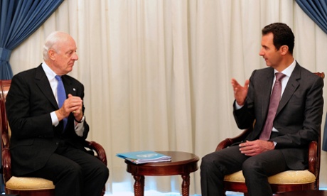 UN special envoy Steffan di Mistura meets President Assad in Damascus in November 2014.
