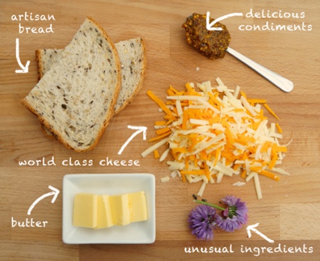 The constituent parts of a Cheese Postie