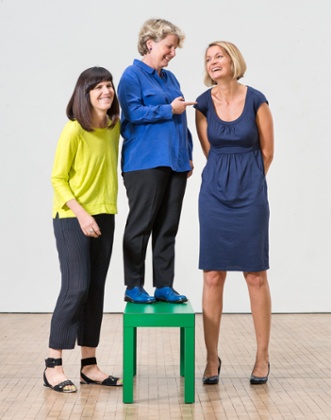 Founders of the Women’s Equality party, left to right, Catherine Mayer and Sandi Toksvig, with new leader Sophie Walker. Pictured at Central Saint Martins.