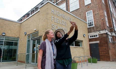 Old school rapper: Little Simz photographed at Highbury Fields School with her favourite teacher,  Ms Rowson.