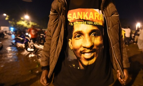 The face of Thomas Sankara on a demonstrator’s T-shirt during a recent protest against the military coup on 18 September.