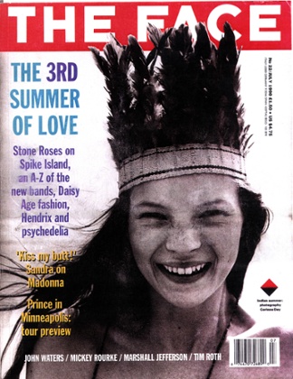 The front cover of The Face magazine with Kate Moss at the age of 14, from 1990.