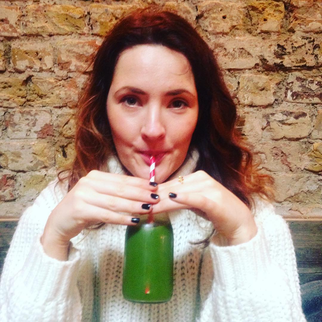 Sarah Marsh drinking green juice