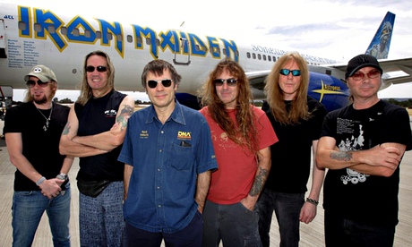 Iron Maiden in front of their Boeing 757