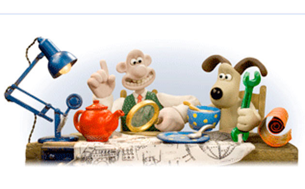 Wallace and Gromit on Google homepage