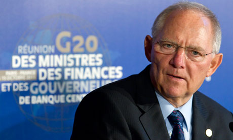 German finance minister Wolfgang Schauble at the G20 Finance Summit in Paris