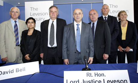 Lord Justice Leveson with Inquiry members