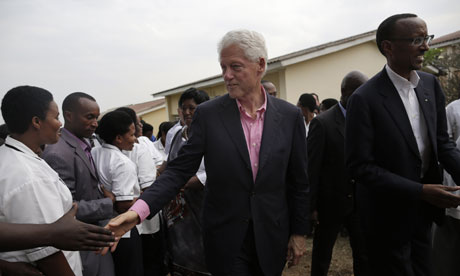 Bill Clinton in Rwanda with Paul Kagame