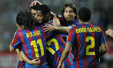 Barcelona players celebrate