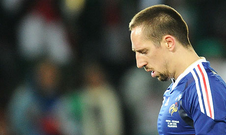 France's striker Franck Ribery looks dej