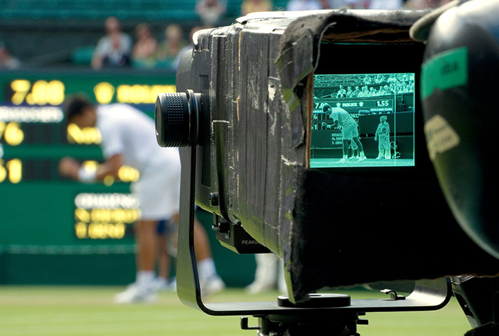 Wimbledon photo book: Novak Djokovic seen on a camera monitor on Centre Court