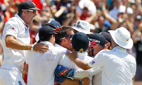 England celebrate victory at the Adelaide Oval