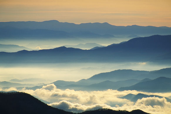 US National Parks: Mist in Great Smoky Mountains National Park, North Carolina, USA