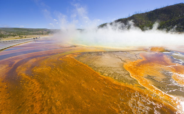 US National Parks: Grand prismatic spring in Yellowstone National Park, Wyoming, USA