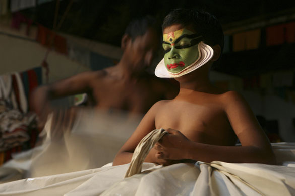 Earthbound images: Kathakali performance, Fort Kochi, Kerala. South India