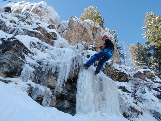 Ice Park Teton: Descending the ice wall