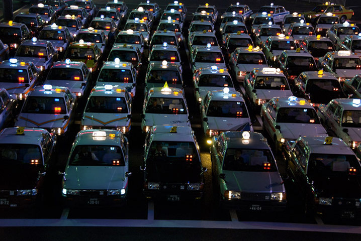 Been there comp Nov 2010: Crowds: taxis in Sendai, Japan