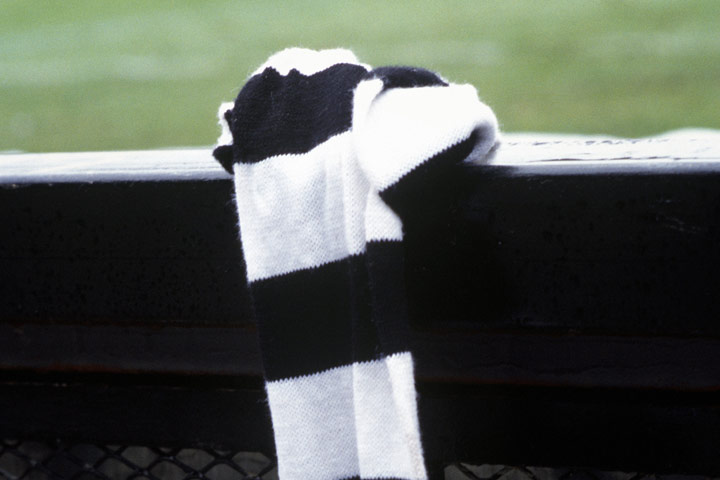 viewfinder: a black and white football scarf