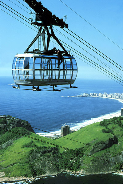 Bond countries: Moonraker James Bond cable car fight scene in Brazil