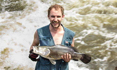 Gary Almond with his catch, a Nile perch