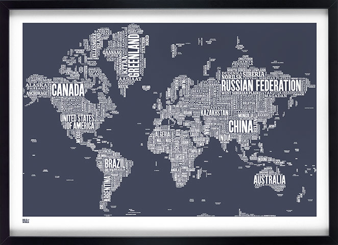 Christmas gifts: Bold & Noble type face map
