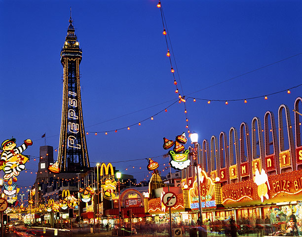 Blackpool Illuminations: Blackpool Tower and illuminations at night