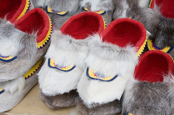 Sami Lapland: Sami traditional shoe at Jokkmokk historic market