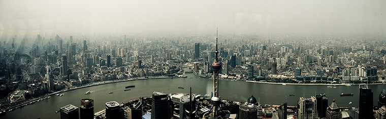 Shanghai megacity: View of Puxi, Shanghai